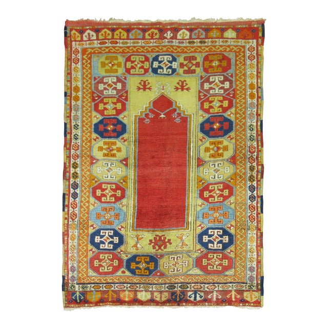 19th Century Zabihi Collection Turkish Melas Prayer Rug - 3'7" x 5'1" For Sale