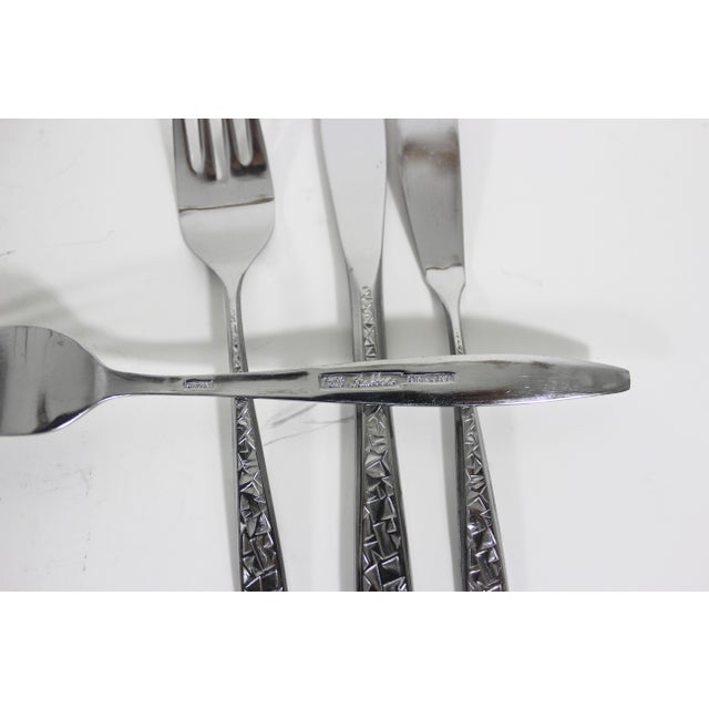 1970s Mid Century Modern Japanese Stainless Steel Brutalist Flatware Set- 19 Pieces For Sale - Image 10 of 10