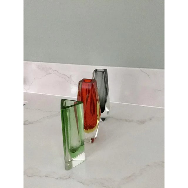 1960s Mid-Century Murano Glass Square Block Vases by Flavio Poli for Seguso, Set of 3 For Sale - Image 5 of 6