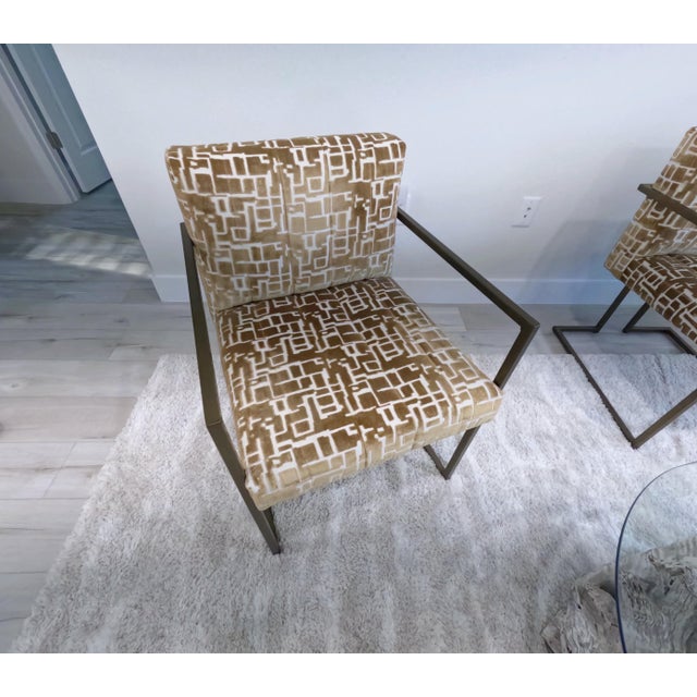 The MT Company Miles Talbott Accent Chairs in Gold /Linen -Set For Sale - Image 4 of 12