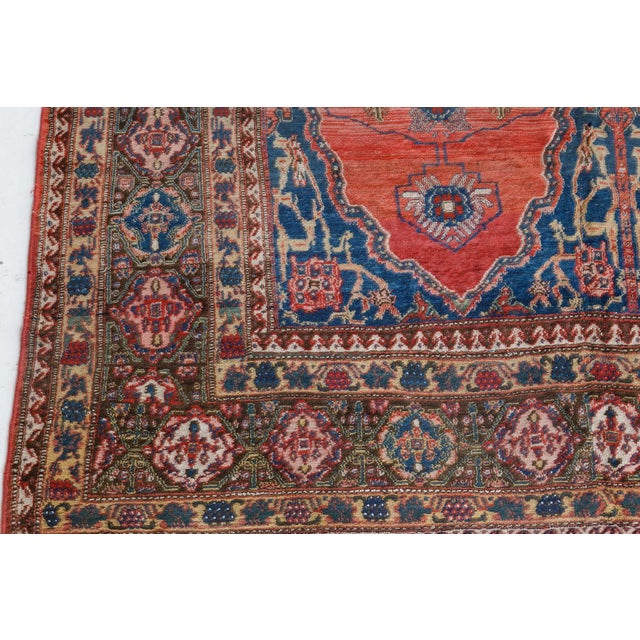 Red Authentic 19th Century Persian Senneh Red Handmade Wool Carpet For Sale - Image 8 of 9