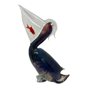 Murano Glass Pelican With Fish