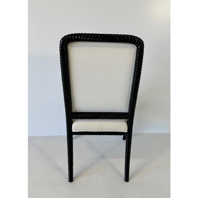 Cream Velvet and Black Lacquered Chairs, Set of 6 For Sale - Image 9 of 13