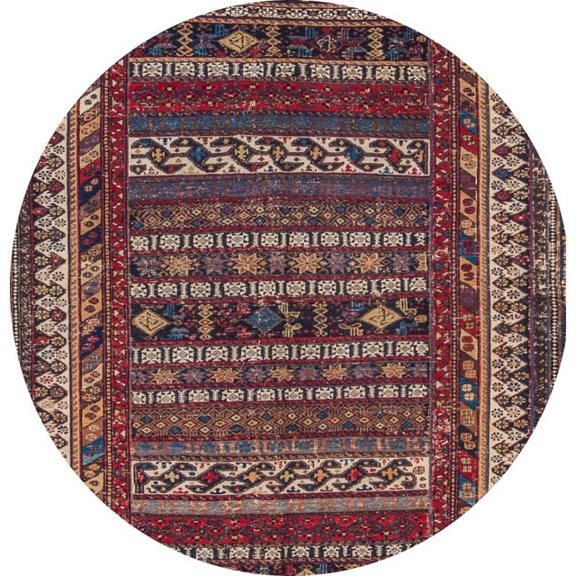 A beautiful Vintage Caucasian Shirvan Rug with brown field, and multi color accents in an all over geometric design. This...
