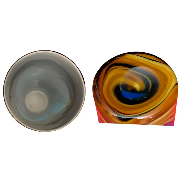 Art Glass Vase Earthy Multicolor Swirled Vase For Sale - Image 17 of 18
