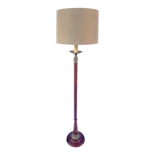 Vintage Mahogany & Brass Floor Lamp For Sale