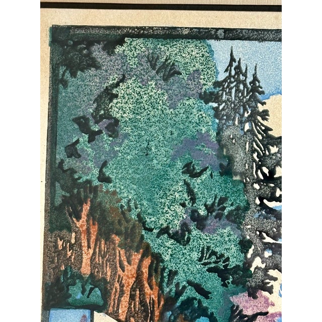 Vintage Framed Early 20th Century Landscape Woodblock Print For Sale - Image 11 of 14