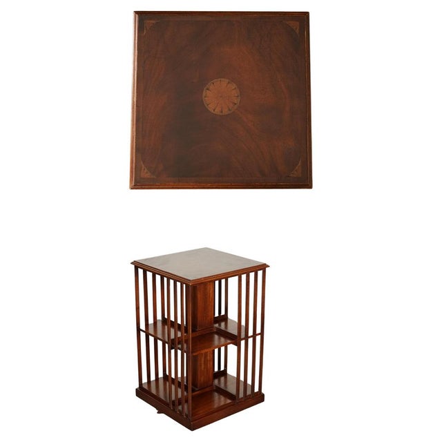 Sheraton Revival Revolving Bookcase End Table For Sale - Image 14 of 14