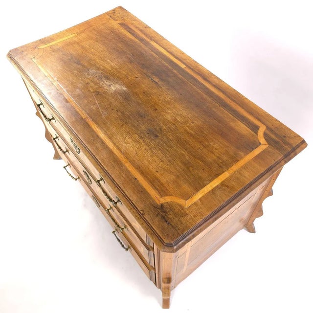 Antique French Provincial Walnut Commode Inlaid 3 Drawer Chest Late 18th C For Sale - Image 4 of 13