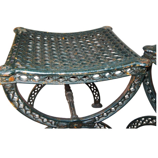 French Pair 19th Century Antique European Cast Iron Garden / Patio Stools / Seats For Sale - Image 3 of 13