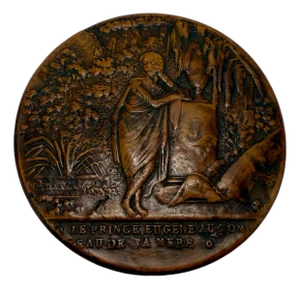 19th C. French Carved Boxwood Snuff Box, Prince Eugene at His Mother's Tomb