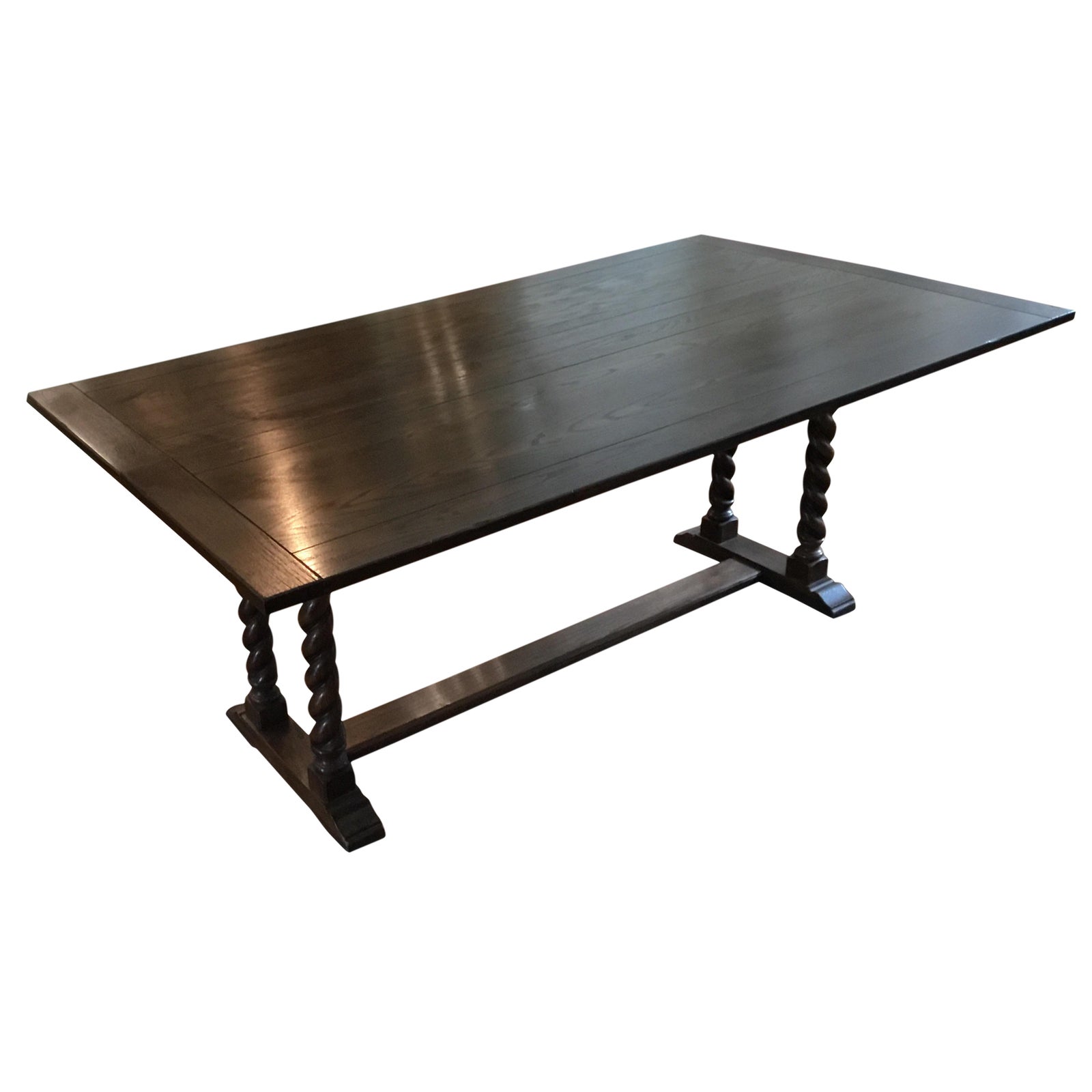 Ethan Allen Jacobean Barley Twist Expanding Banquet Dining Room Trestle