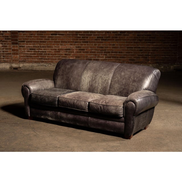2000 - 2009 Vintage Leather Sofa in Black by Klaussner For Sale - Image 5 of 10
