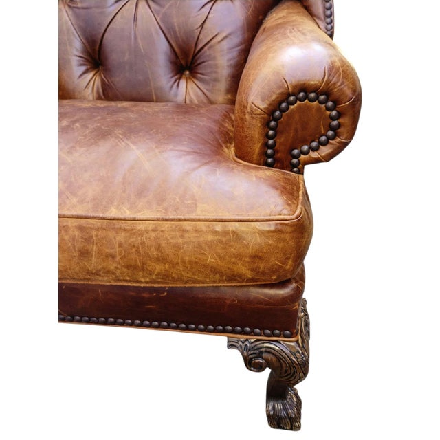 Vintage Zagaroli Chesterfield Hairy Claws Wingback Leather Chair & Ottoman This is the ultimate collectors dream,...
