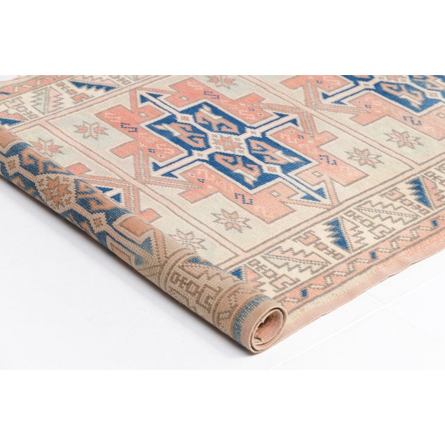 Turkish 1960s Bold Geometric Medallions in Terracotta & Navy Rug For Sale - Image 3 of 10