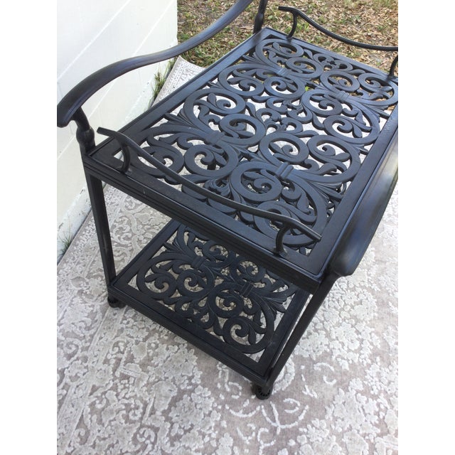 1990s 1990s Vintage Cast Aluminum Outdoor Serving Cart For Sale - Image 5 of 10