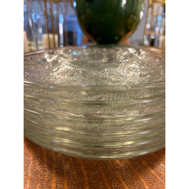 Rustic European Vintage Clear Glass Sunflower Pattern Artichoke Plates - a Set of 6 For Sale - Image 3 of 6