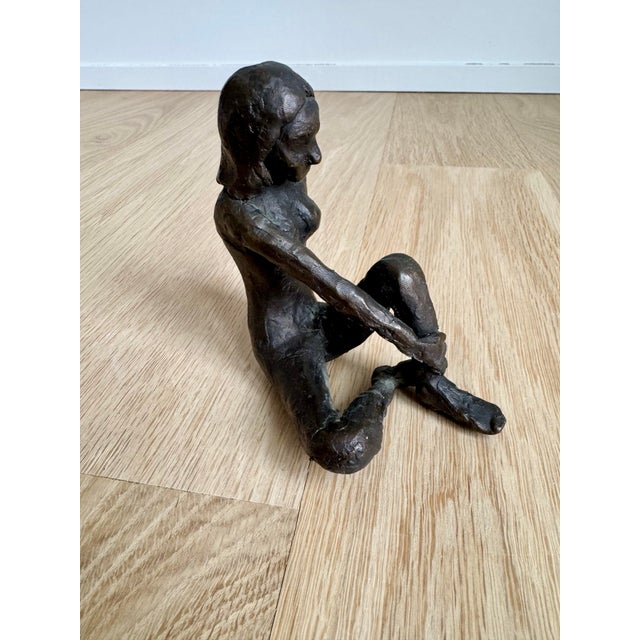 Mid 20th Century Solid Cast Bronze Brutalist Seated Female Nude Sculpture - 4.5" For Sale - Image 4 of 10