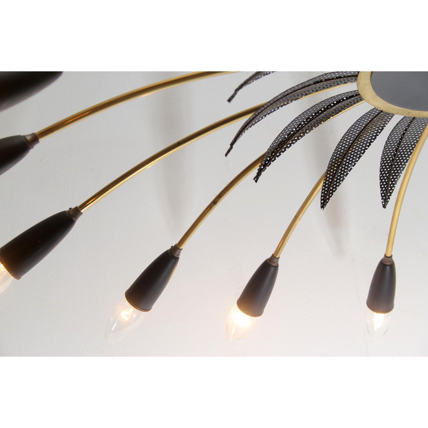 Vintage Brass 16-Arm Sputnik Chandelier 1950s