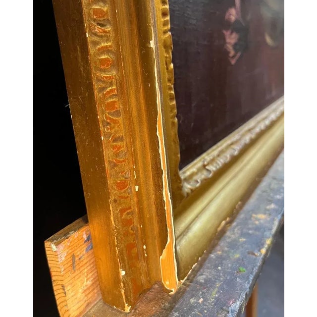 Flowers in a Vase and Peach, Oil on Canvas For Sale - Image 11 of 14