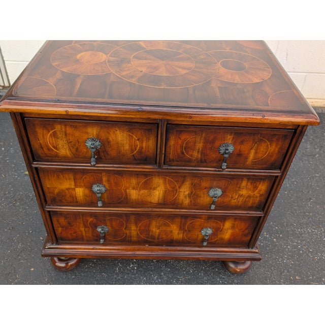 Mid 20th Century Mid 20th Century Theodore Alexander Style Inlaid Solid Wood 3-Drawer Bachelor’s Chest or Nightstand For Sale - Image 5 of 11