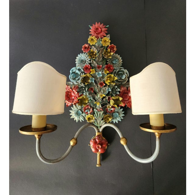 Paint Large Vintage Gild Wall Lamp from CIANI Firenze, Italy, 1960s, Set of 3 For Sale - Image 7 of 18