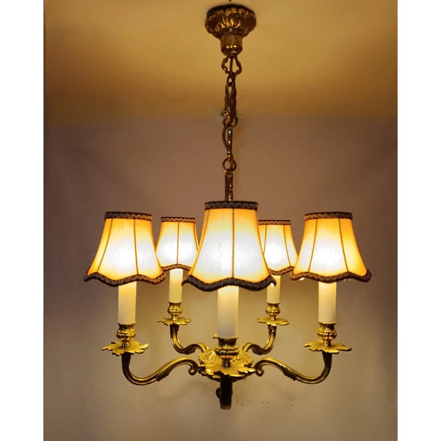 Gold Vintage Chandelier in Bronze, 1950s For Sale - Image 8 of 18