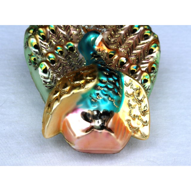 Blue Kurt Adler Hand Blown Glass Peacock Ornament For Sale - Image 8 of 9