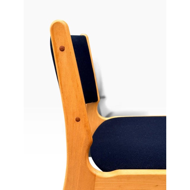 Set of Six Danish Beech Dining Chairs by Erik Buch | Dovetail Joinery & Black Upholstery For Sale - Image 13 of 14