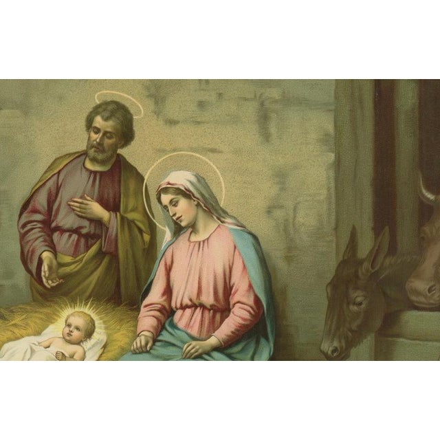 Adoration of the Shepherds Nativity Scene, 1900, Chromolithograph For Sale - Image 5 of 10