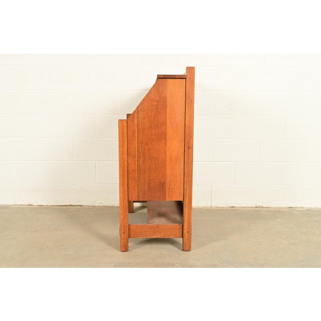 Lifetime Furniture Antique Mission Oak Arts & Crafts Drop Front Secretary Desk, Circa 1910 For Sale - Image 13 of 15