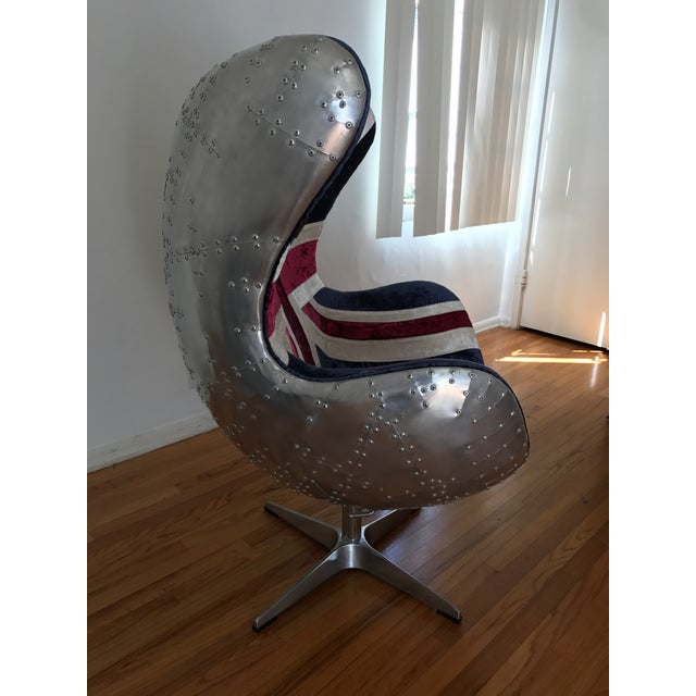 Union Jack Crushed Velvet Aviator Swivel Egg Chair Chairish