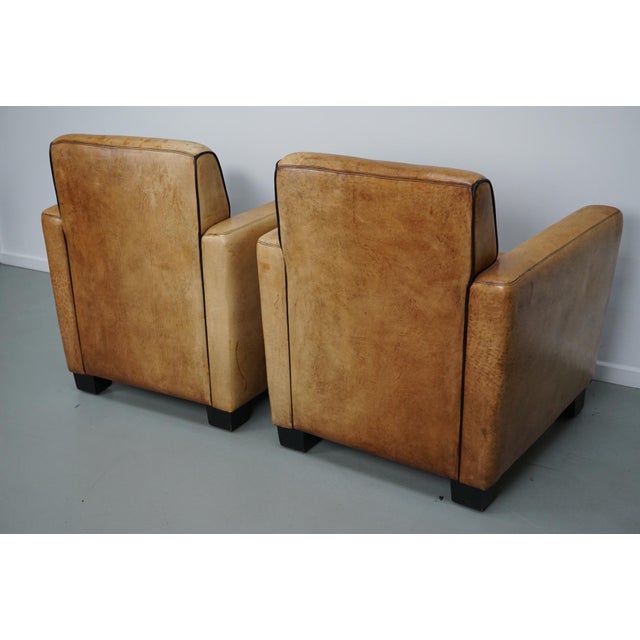 Animal Skin Vintage Dutch Cognac Leather Club Chairs, 1970s, Set of 2 For Sale - Image 7 of 18