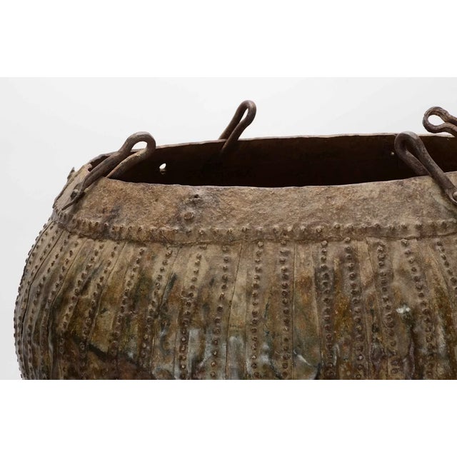 20th Century Steel Riveted Indian Grain Scale Vessel or Pot For Sale - Image 4 of 17