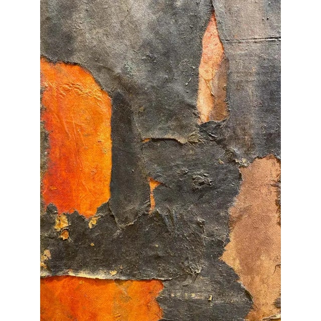 Paint Black and Orange Mixed Media Expressionist Abstract by Shirley Bleviss For Sale - Image 7 of 7