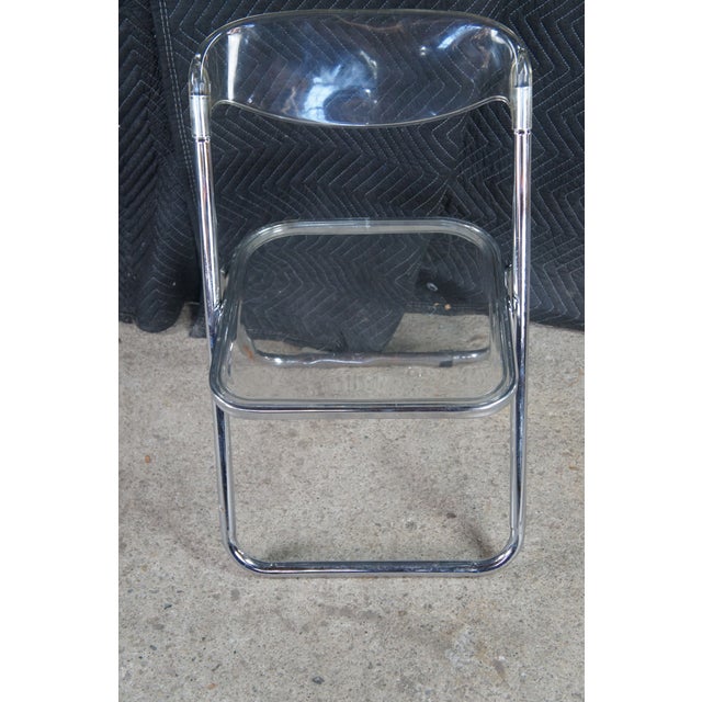 1970s Set of 8 Italian Mid Century Modern Acrylic Lucite Tubular Chrome Folding Chairs For Sale - Image 9 of 9