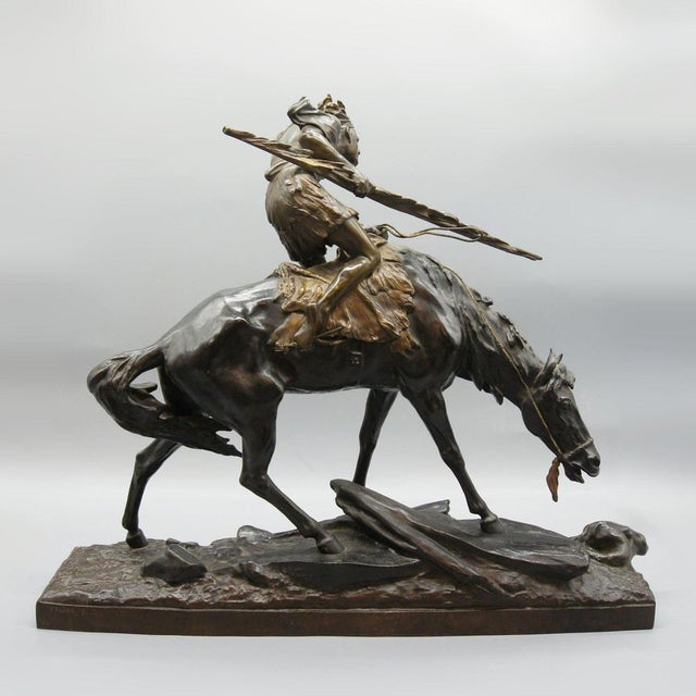 Native American on Horseback from Édouard Drouot, 1920s For Sale - Image 3 of 15