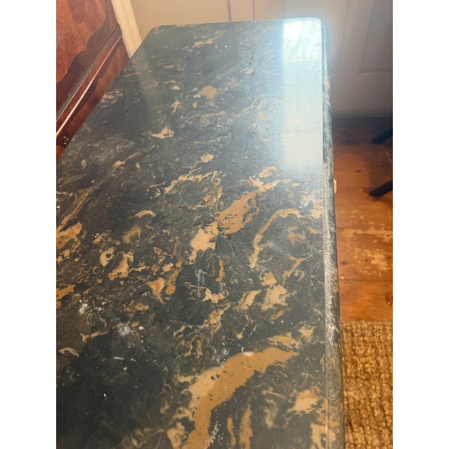 Wood 1960s Pale Gray Marble Top Louis Xv Style French Console,desk or Hall Table For Sale - Image 7 of 9