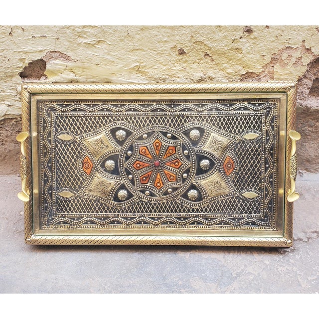 2020s Marrakech Moroccan Gold Finish Serving Tray / Charger For Sale - Image 5 of 6