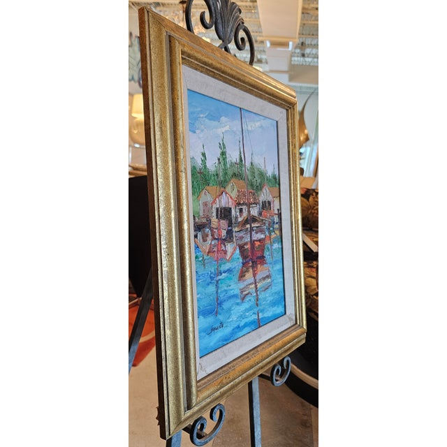 "Puerto De Mar" 1982 Painting by Jauan A. Navarrete For Sale - Image 4 of 9