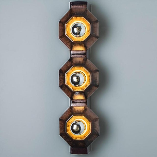 Wall Lights in Brown Ceramic from Pan, Denmark, 1970, Set of 2 For Sale - Image 4 of 13