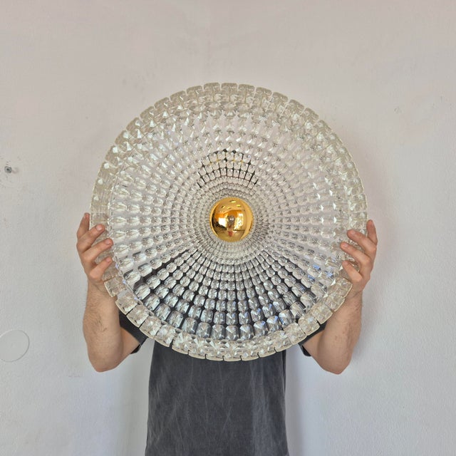 Large Mid-Century Acrylic Flush Mount, Germany, 1970s For Sale - Image 12 of 12