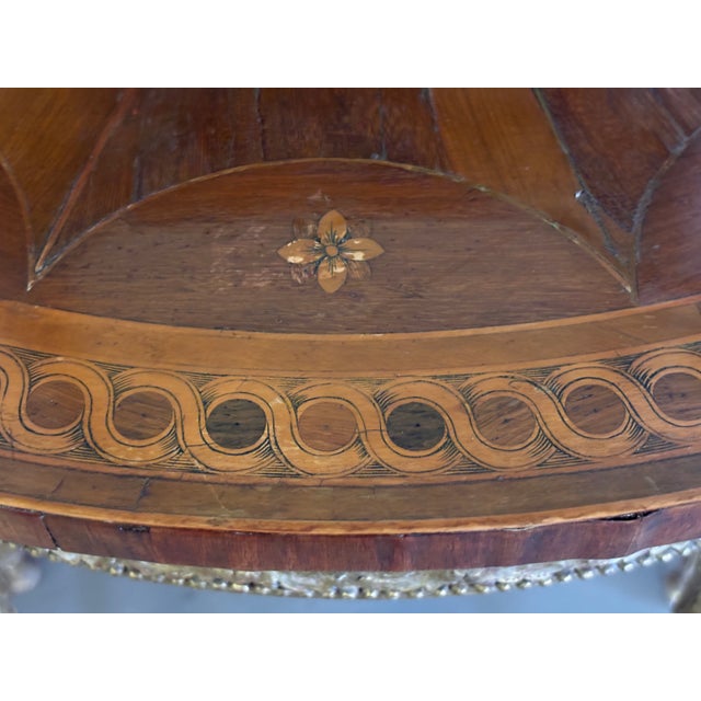 Antique Giltwood Demi-Lune Console Table With Satinwood Inlay For Sale - Image 14 of 16