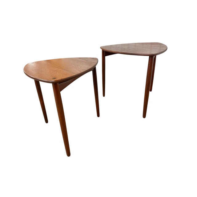 Mid-Century Danish Modern Guitar Pick Nesting Tables - Set of 2 - Refinished! For Sale - Image 4 of 7