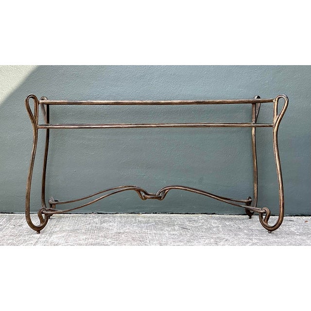 Vintage Art Nouveau Forged Metal Console Table For Sale - Image 4 of 12