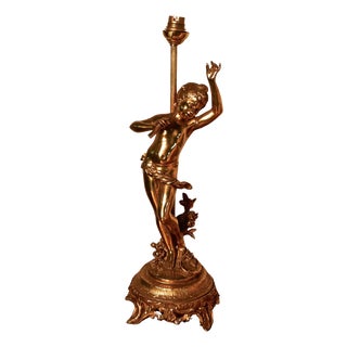 Brass Lamp with Dancing Cherub, 1930s For Sale