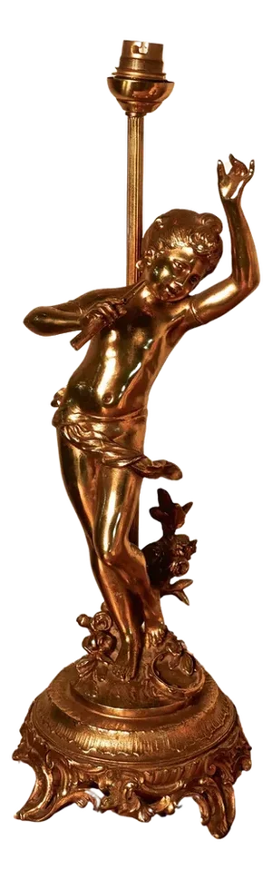 Brass Lamp with Dancing Cherub, 1930s