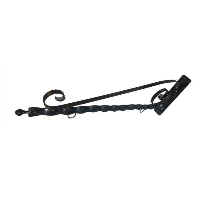 2000 - 2009 Vintage Wrought Iron Twisted Barber Pole Style Hanging Sign Holder For Sale - Image 5 of 11
