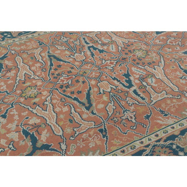 Rug & Kilim Vintage European Rug in Orange, Blue and Ivory Geometric Pattern - Rug & Kilim For Sale - Image 4 of 7