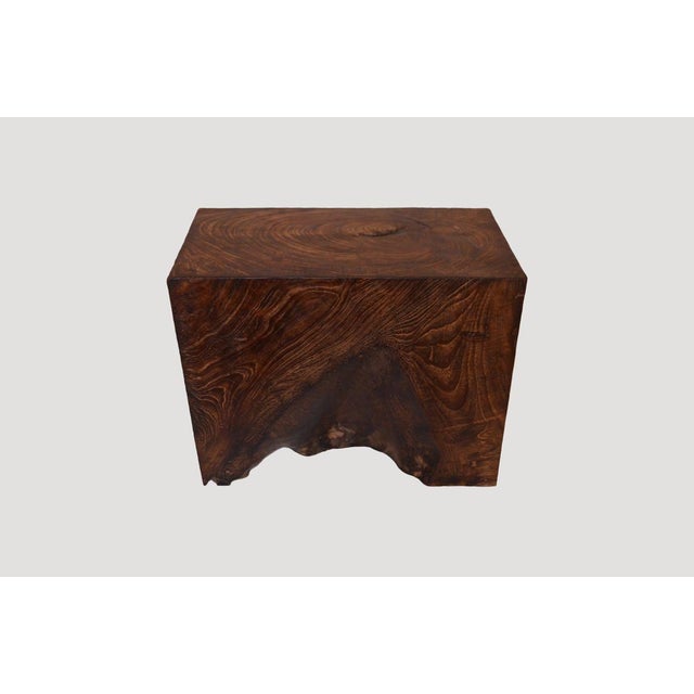 2010s Andrianna Shamaris Minimalist Single Charred Teak Wood Side Table For Sale - Image 5 of 5